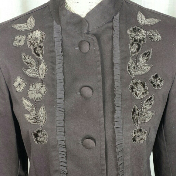 Talbots Petites Embroidered Ruffle Trimmed Blazer - Picture 3 of 7